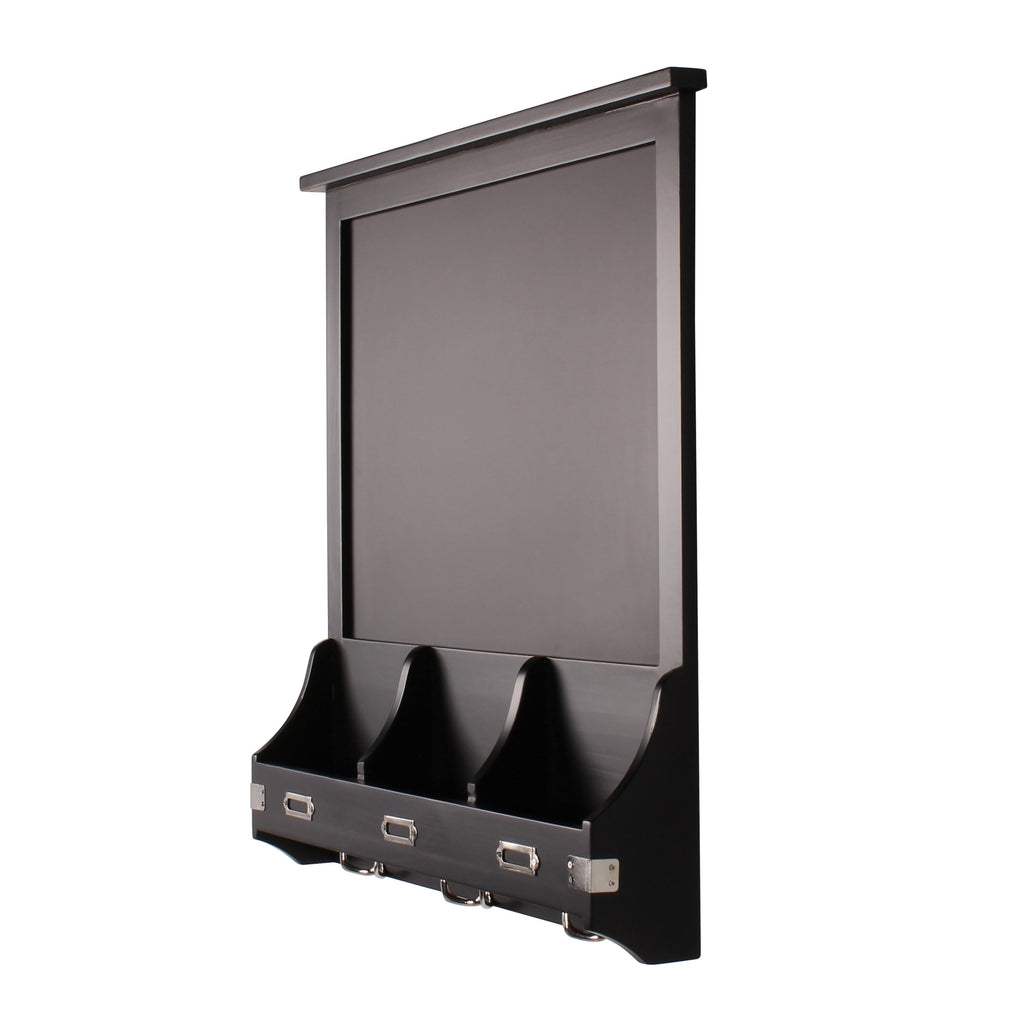 Decorative Rustic Wood Home Organizer with Chalkboard, Pockets, and Key Hooks R686