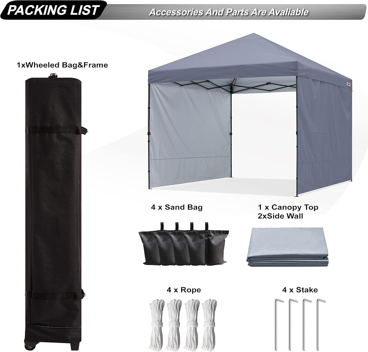 Black Pop up Canopy Tent with 2 Sun Wall 10x10 Z77070