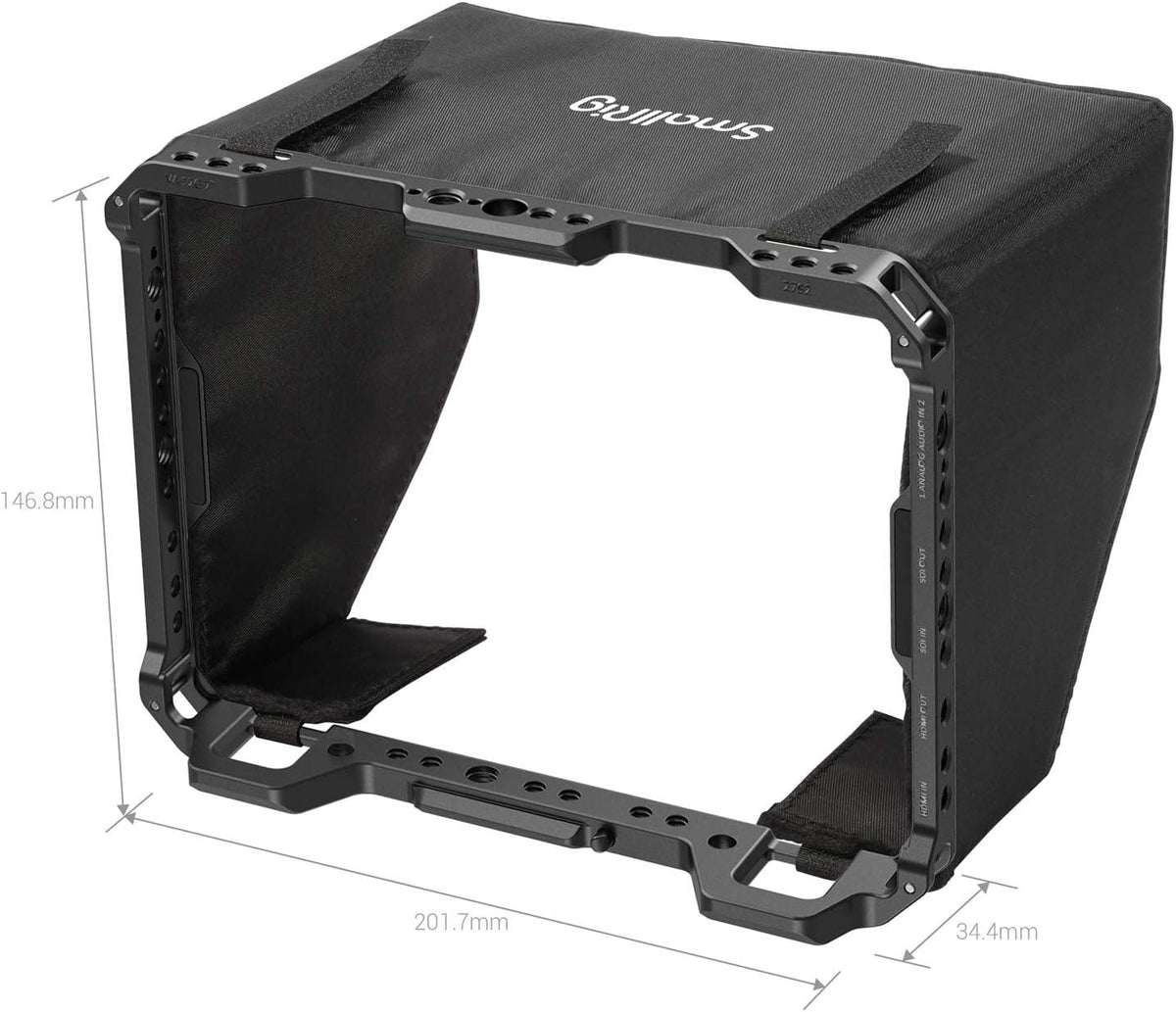 Cage with Sun Hood and HDMI Clamp for Blackmagic Design Video Assist 7 O3230