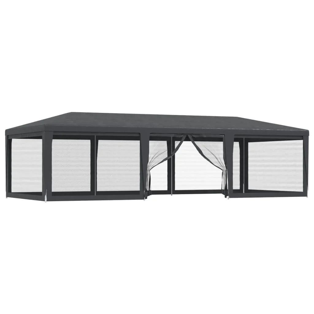 Party Tent with 8 Mesh Sidewalls Anthracite 29.5'x13.1' HDPE N462760