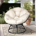 Beige 360-Degree Swivel Papasan Chair with Cushion L2195