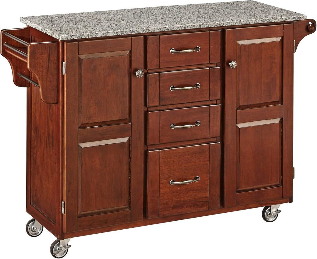 Natural 2 Door Kitchen Cart with Granite Top N141093