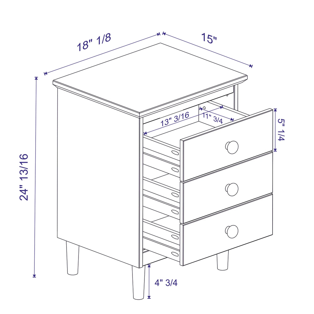 Walnut 3-Drawer Nightstand L8893