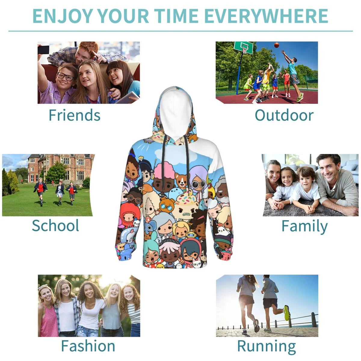3D Print Hooded Sweatshirt U592