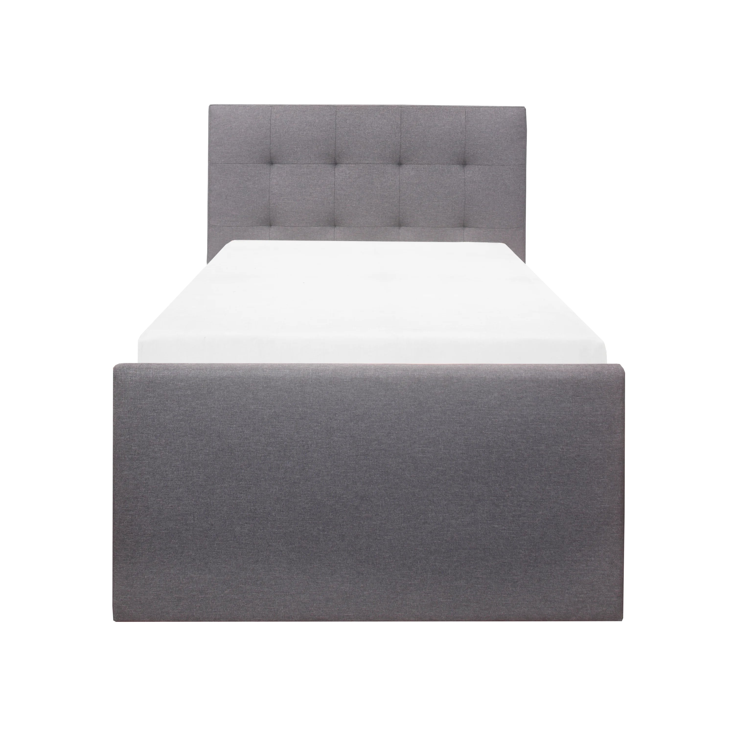 Gray Upholstered Twin Platform Bed with 2 Storage Drawers B6361