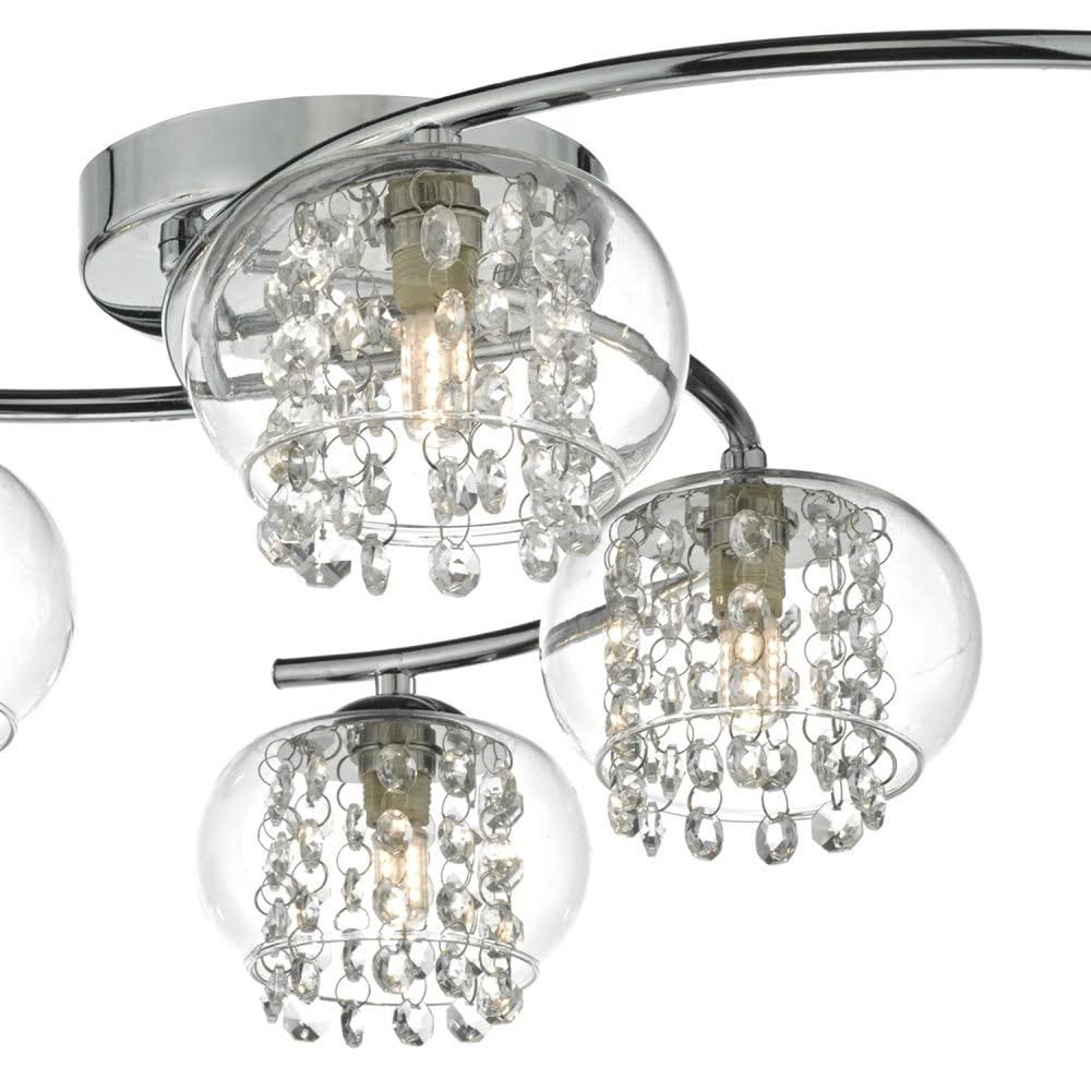 Polished Chrome Semi Flush Crystal Light L35538