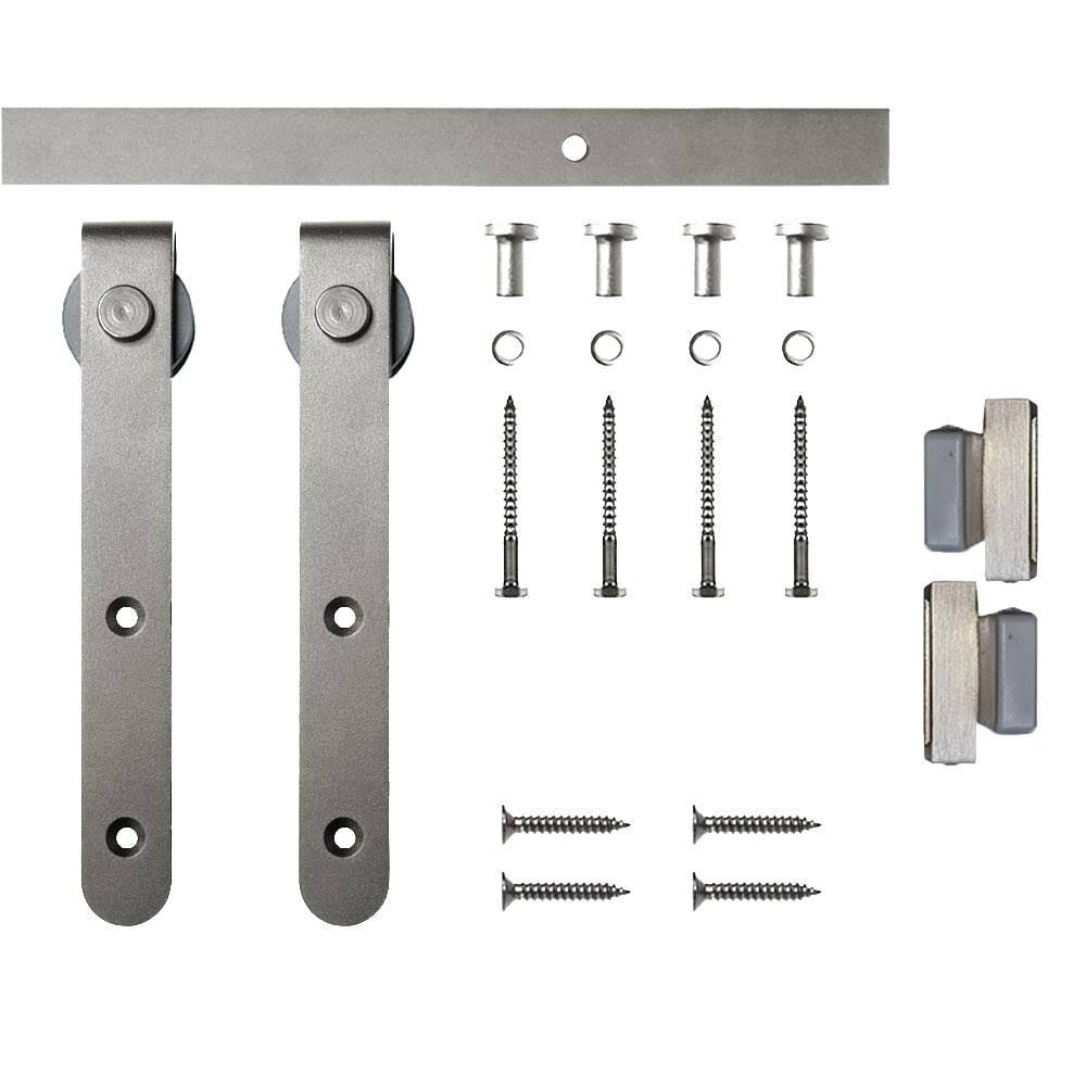 Satin Nickel Round Hook Mini Sliding Kit for Single Wood Doors U190346