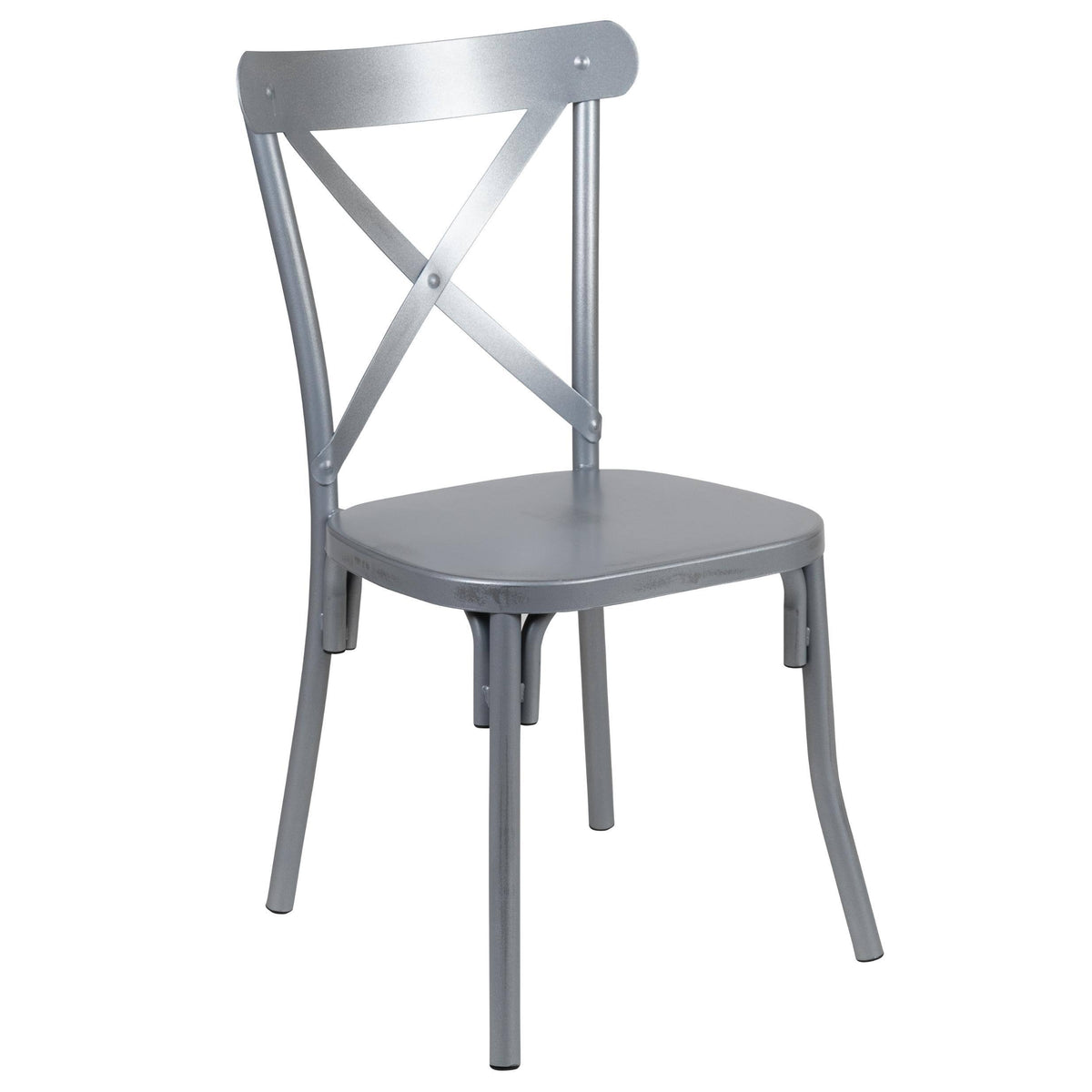 Rustic Distressed Metal Cross Back Chair (Red) B258007