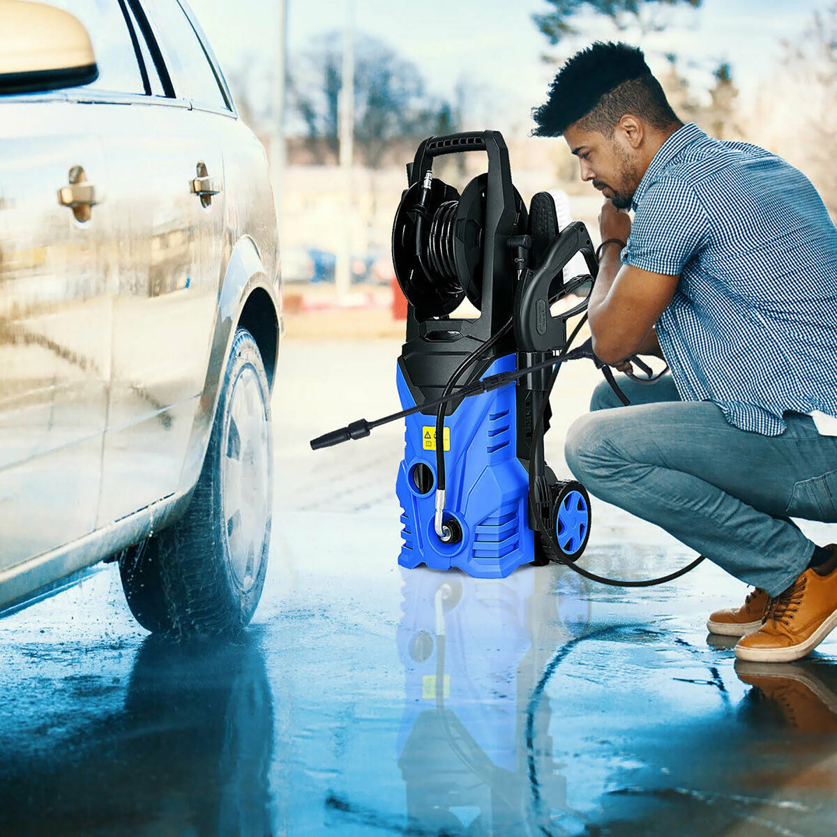 2030PSI Electric Pressure Washer 1.7 GPM 1800W with Hose Reel Blue D319795