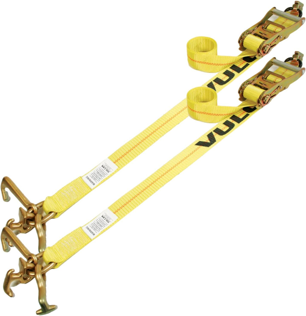 Classic Yellow 96 Inch 2 Pack Car Tie Down with Universal Frame Hook Cluster E363938