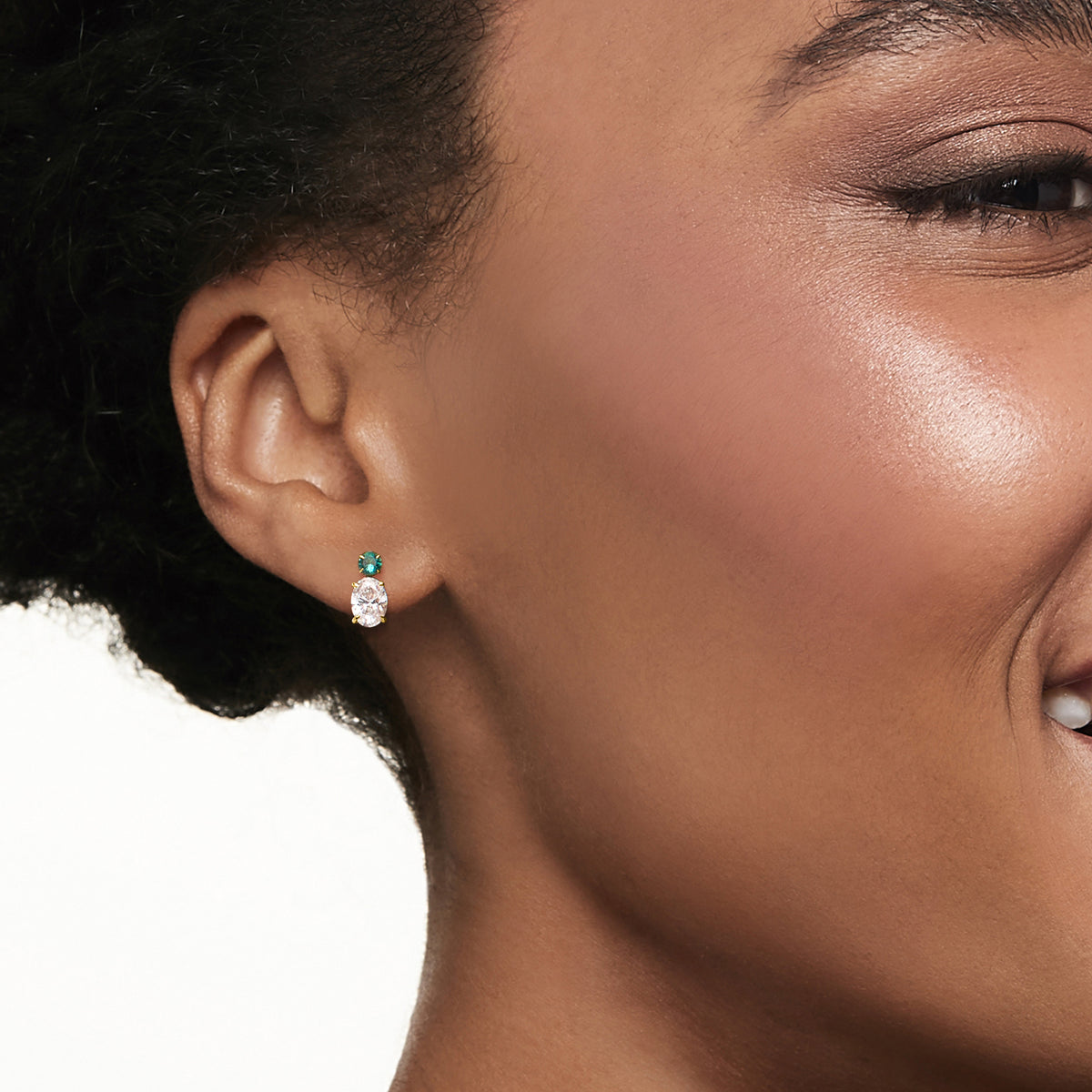 1.00 ct. t.w. Lab-Grown Diamond Drop Earrings with .10 ct. t.w. Emeralds in 14kt Yellow Gold L39725