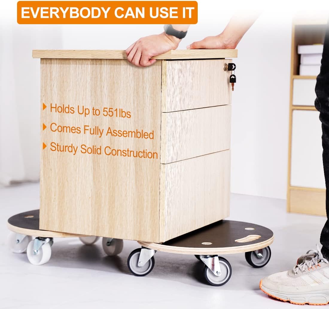15-Inch Round Wood Platform Dolly with 2 Wheels P9675