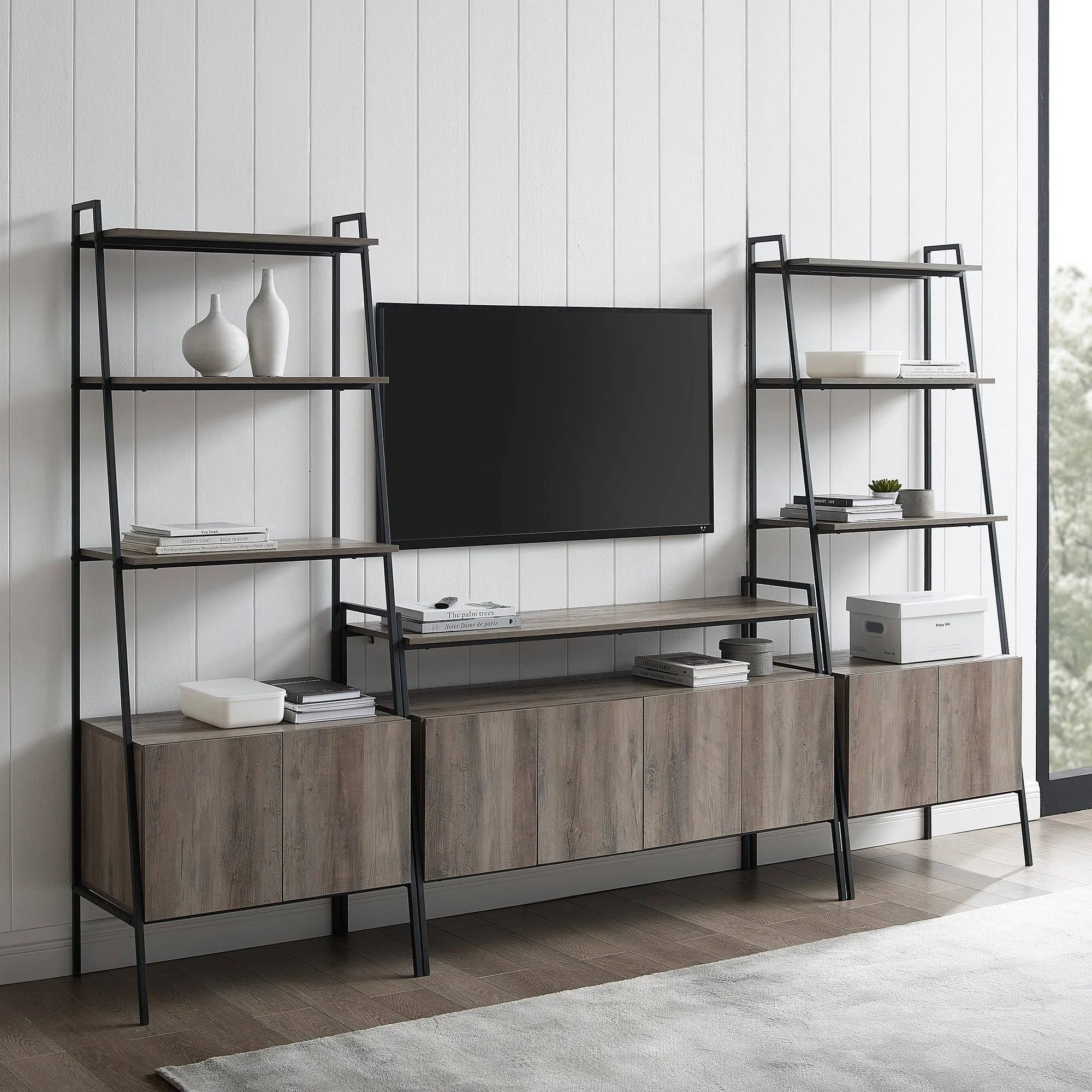 3-Piece Ladder Storage Entertainment Wall - Mocha S929