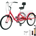 Foldable Adult Tricycle 24'' Wheels 1-Speed 3 Wheel Bikes L5383