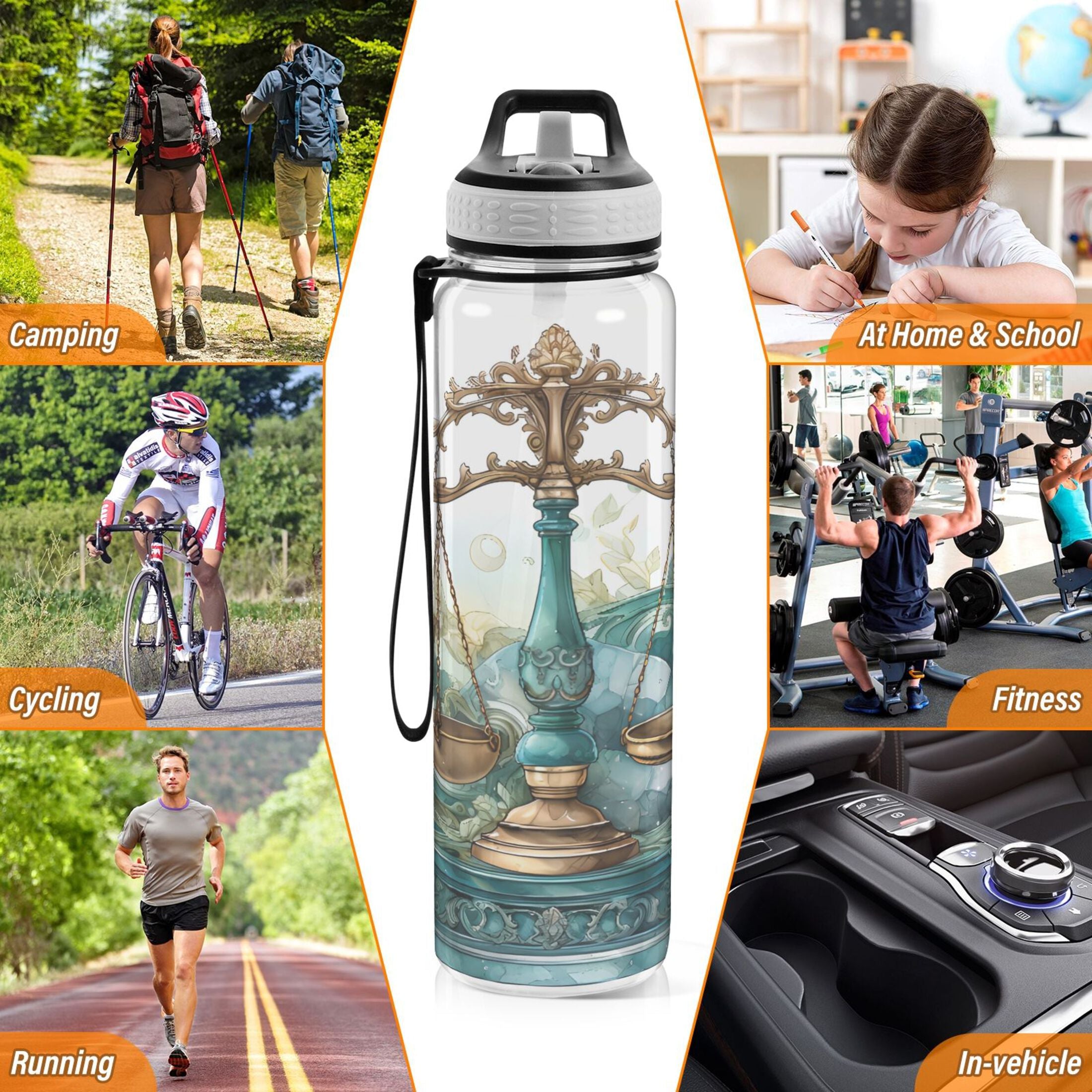 32oz Tritan Leakproof Clear Sports Water Bottle D5646