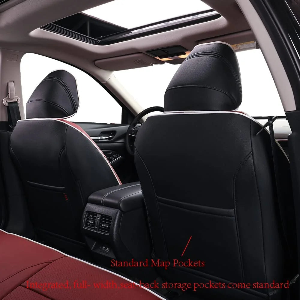 Burgundy Leatherette Full Set Car Seat Covers N96028