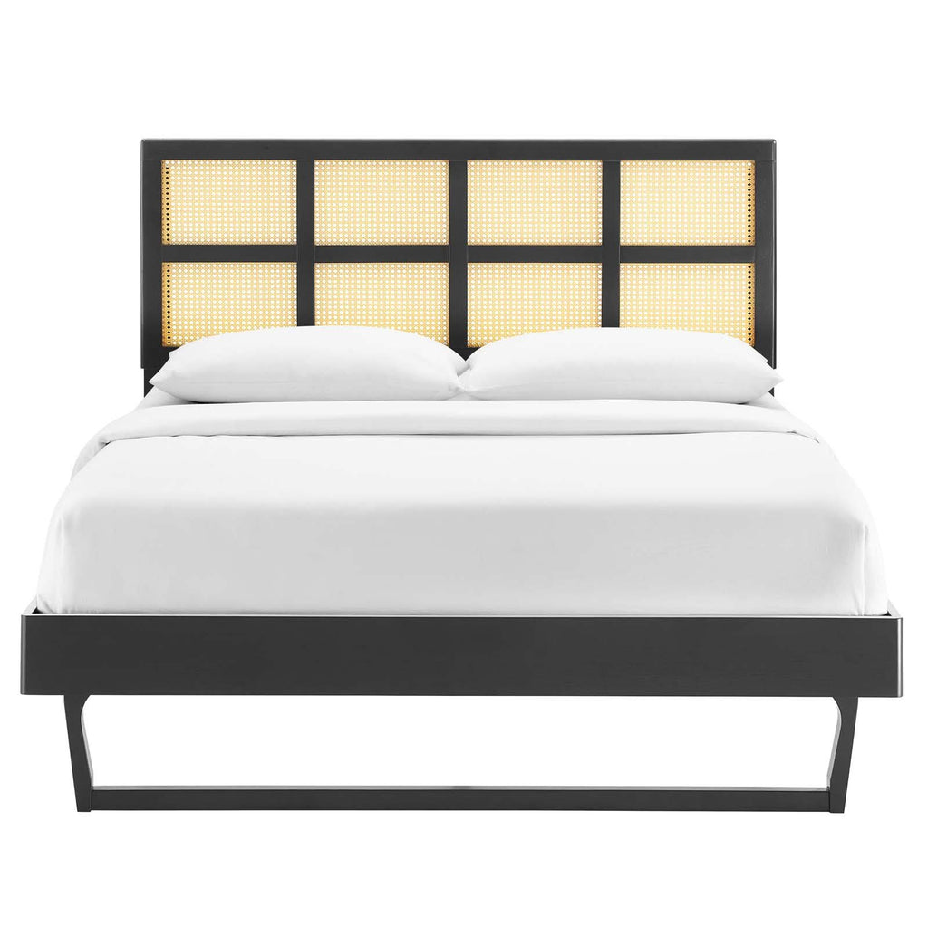 Black King Platform Bed with Angular Legs V629