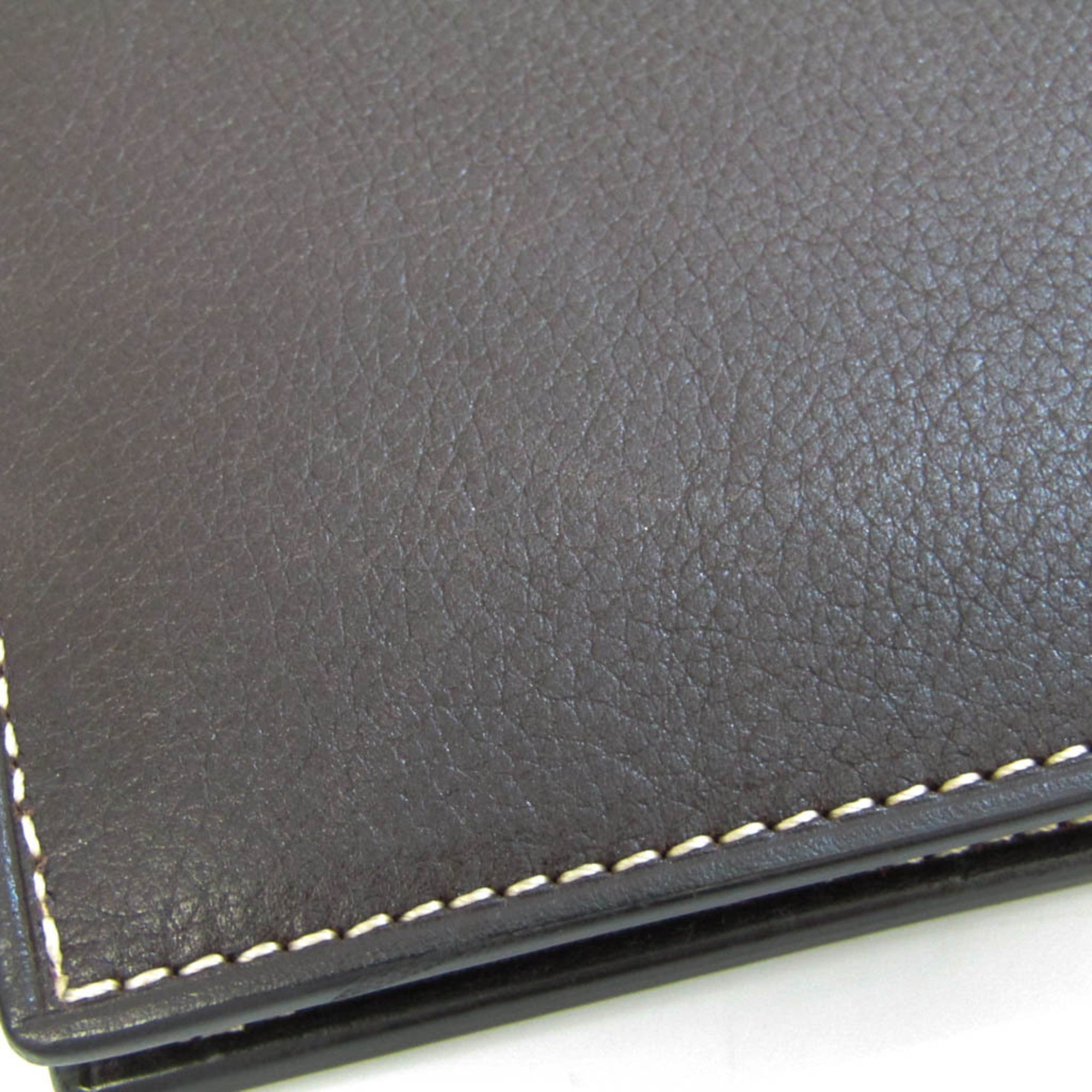 Dark Brown Leather Bi-Fold Wallet F561