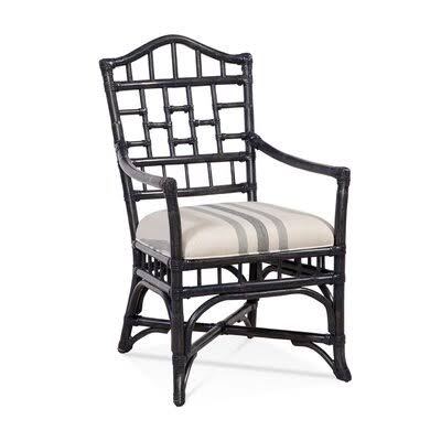 Gray and Cream Stripe Arm Chair Q101
