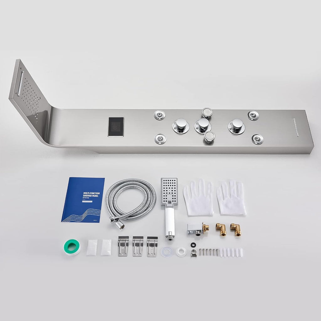 Brushed Stainless Steel Shower Tower System B364095