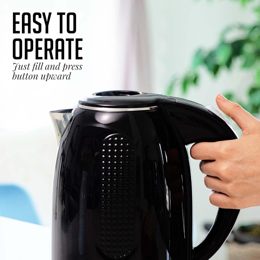 Portable Electric Kettle 1.7 Liter Double Wall Stainless Steel Black L3042